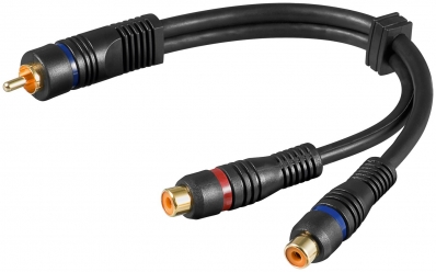 Delock Cable 1 x RCA male > 2 x RCA female 20 cm OFC black