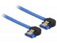 Delock Cable SATA 6 Gb/s receptacle downwards angled > SATA receptacle downwards angled 100 cm blue with gold clips