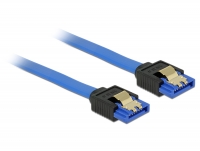 Delock Cable SATA 6 Gb/s receptacle straight > SATA receptacle straight 70 cm blue with gold clips