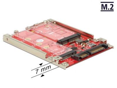 Delock 2.5″ Converter SATA 22 pin > M.2 / mSATA with frame 7 mm