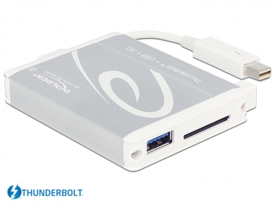 Delock Thunderbolt™ Adapter > 1 x USB 3.0 Type-A female + SD UHS-II Card Reader