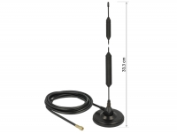 Delock GSM Antenna SMA plug 5 dBi fixed omnidirectional with magnetic base and connection cable (RG-58, 3 m) outdoor black