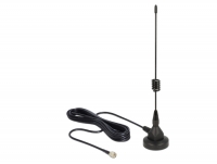 Delock GSM Antenna SMA plug 3 dBi fixed omnidirectional with magnetic base and connection cable (RG-174, 3 m) outdoor black