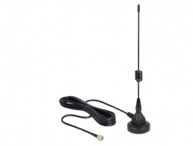 Delock GSM Antenna SMA plug 3 dBi fixed omnidirectional with magnetic base and connection cable (RG-174, 3 m) outdoor black