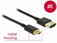 Delock Cable High Speed HDMI with Ethernet - HDMI-A male > HDMI Micro-D male 3D 4K 0.5 m Slim High Quality