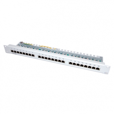 VALUE Cat.5e 19" Patch Panel, 24 Ports, STP, light grey