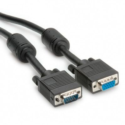 ROLINE HQ VGA Cable + Ferrite + DDC, HD15, M/F, 6.0 m