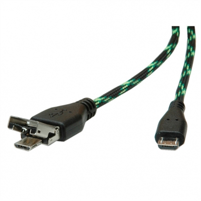 ROLINE GOLD USB 2.0 OTG Cable, A + Micro B - Micro B, M/M, 1.0 m