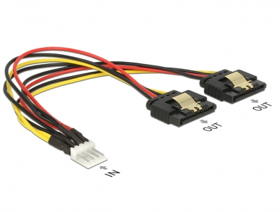 Delock Cable Power Floppy 4 pin male > 2 x SATA 15 pin female metal 20 cm