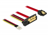 Delock Cable SATA 6 Gb/s 7 pin receptacle + Floppy 4 pin power male > SATA 22 pin receptacle downwards angled metal 30 cm