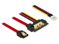 Delock Cable SATA 6 Gb/s 7 pin receptacle + Floppy 4 pin power male > SATA 22 pin receptacle straight metal 30 cm