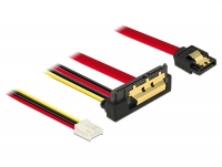 Delock Cable SATA 6 Gb/s 7 pin receptacle + Floppy 4 pin power female > SATA 22 pin receptacle downwards angled metal 30 cm