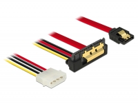 Delock Cable SATA 6 Gb/s 7 pin receptacle + Molex 4 pin power plug > SATA 22 pin receptacle downwards angled metal 30 cm