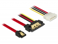 Delock Cable SATA 6 Gb/s 7 pin receptacle + Molex 4 pin power plug > SATA 22 pin receptacle straight metal 30 cm