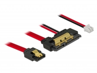 Delock Cable SATA 6 Gb/s 7 pin receptacle + 2 pin power female > SATA 22 pin receptacle straight (5 V) metal 30 cm