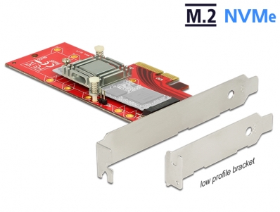 Delock PCI Express x4 Karte > 1 x intern NVMe M.2 Key M 110 mm mit Kühlkörper - Low Profile Form Faktor