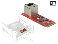 Delock Converter M.2 Key A+E male > 1 x RJ45 Gigabit LAN port vertical