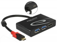 Delock USB 3.1 Gen 1 Adapter USB Type-C™ male > 2 x USB 3.0 Type-A female + 1 x HDMI female (DP Alt Mode) 4K 30 Hz