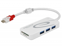 Delock External USB 3.1 Gen 1 Hub USB Type-C™ > 3 x USB Type-A + 2 Slot SD Card Reader white