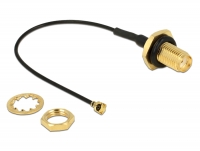 Delock Antenna Cable SMA Jack Bulkhead > MHF /U.FL-LP-068 Compatible Plug 100 mm thread length 9 mm splash proof