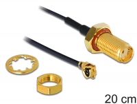 Delock Antenna Cable SMA jack bulkhead > MHF /U.FL-LP-068 compatible plug 200 mm 1.13 thread length 10 mm splash proof
