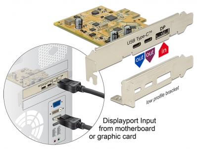 Delock PCI Express Card > 1 x external USB Type-C™ 3.1 female + 1 x external USB Type-C™ 3.1 (DP Alt Mode) female
