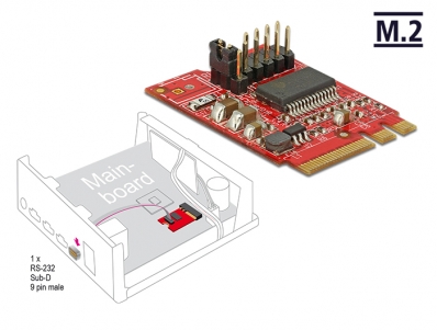 Delock Converter M.2 Key A+E male > 1 x Serial RS-232 male