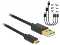 Delock Data and Fast Charging Cable USB 2.0 Type-A male > USB 2.0 Type Micro-B male 3 pieces set black