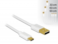 Delock Data and Fast Charging Cable USB 2.0 Type-A male > USB 2.0 Type Micro-B male 3 pieces set white