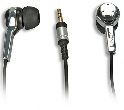 Lindy Earphone, Black - With small 2.5mm connector, i.e. for many smartphones