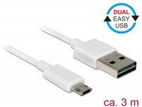 Delock Cable EASY-USB 2.0 Type-A male > EASY-USB 2.0 Type Micro-B male 3 m white