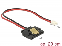 Delock Cable Power 2 pin female > 1 x SATA 15 pin receptacle (5 V) metal clip 20 cm