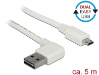 Delock Cable EASY-USB 2.0 Type-A male angled left / right > EASY-USB 2.0 Type Micro-B male white 5 m