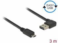 Delock Cable EASY-USB 2.0 Type-A male angled left / right > EASY-USB 2.0 Type Micro-B male black 3 m