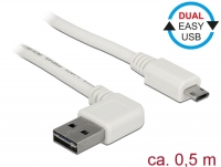 Delock Cable EASY-USB 2.0 Type-A male angled left / right > EASY-USB 2.0 Type Micro-B male white 0,5 m