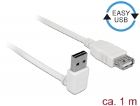 Delock Extension cable EASY-USB 2.0 Type-A male angled up / down > USB 2.0 Type-A female white 1 m