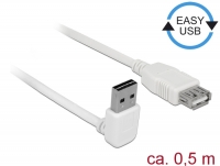 Delock Extension cable EASY-USB 2.0 Type-A male angled up / down > USB 2.0 Type-A female white 0,5 m