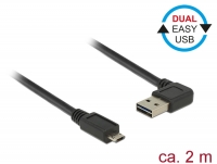 Delock Cable EASY-USB 2.0 Type-A male angled left / right > EASY-USB 2.0 Type Micro-B male black 2 m