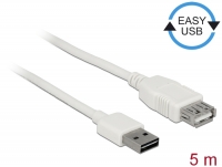 Delock Extension cable EASY-USB 2.0 Type-A male > USB 2.0 Type-A female white 5 m