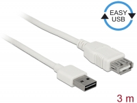Delock Extension cable EASY-USB 2.0 Type-A male > USB 2.0 Type-A female white 3 m