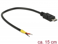 Delock Cable USB 2.0 Micro-B male > 2 x open wires power 15 cm Raspberry Pi