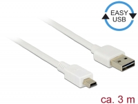 Delock Cable EASY-USB 2.0 Type-A male > USB 2.0 Type Mini-B male 3 m white