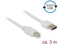 Delock Cable EASY-USB 2.0 Type-A male > USB 2.0 Type-B male 3 m white