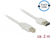 Delock Cable EASY-USB 2.0 Type-A male > USB 2.0 Type-B male 2 m white