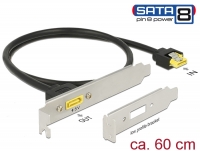 Delock Slot bracket SATA 6 Gb/s receptacle internal > SATA male pin 8 power external 60 cm