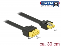 Delock Extension cable SATA 6 Gb/s receptacle > SATA plug with pin 8 power support latchtype 30 cm