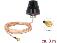Delock LTE Antenna SMA plug 2 dBi fixed omnidirectional with connection cable (RG-316U, 3 m) outdoor black