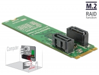 Delock Converter M.2 Key B+M male > 2 x SATA 7 pin male with RAID