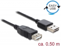 Delock Extension cable EASY-USB 2.0 Type-A male > USB 2.0 Type-A female black 0,5 m