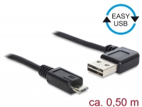 Delock Cable EASY-USB 2.0 Type-A male angled left / right > USB 2.0 Type Micro-B male 0,5 m